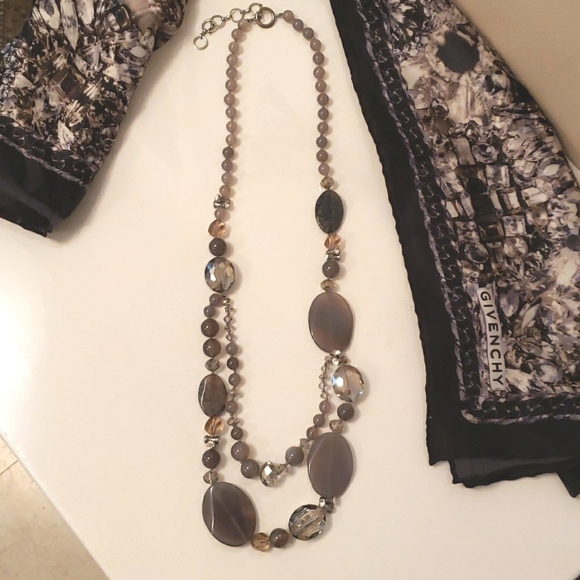 Vintage Agate & Crystal bead Necklace EUC - Picture 6 of 13